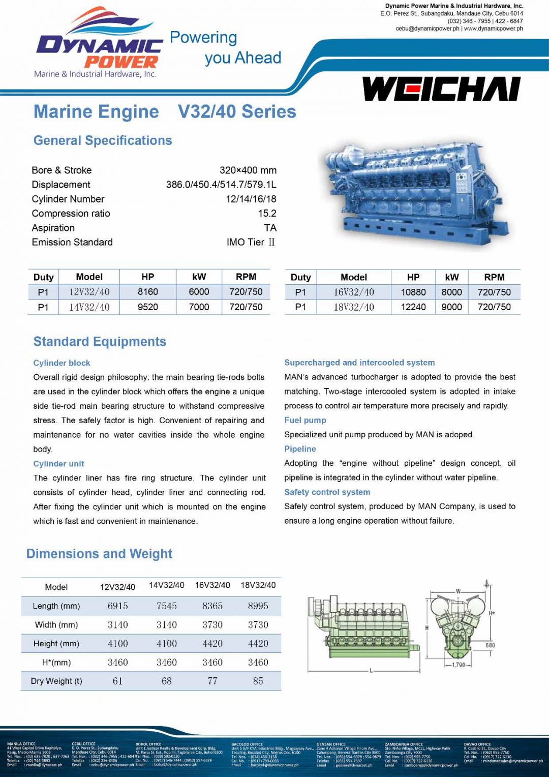 Weichai Marine Engine V Series Dynamic Power Marine