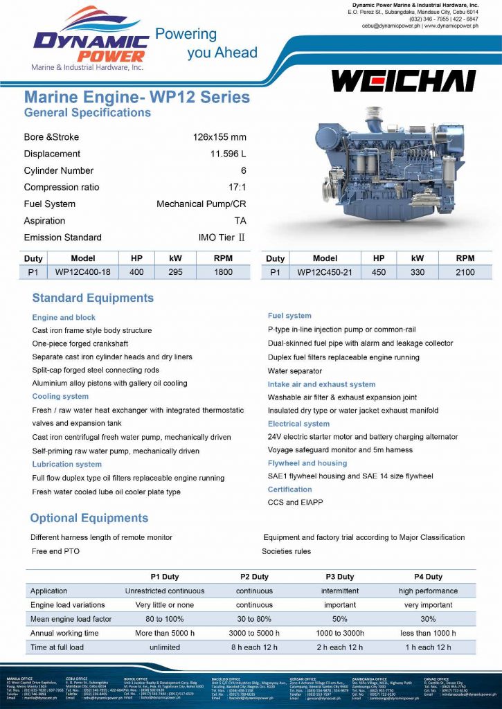 Weichai Marine Engine WP12 Series Dynamic Power Marine & Industrial